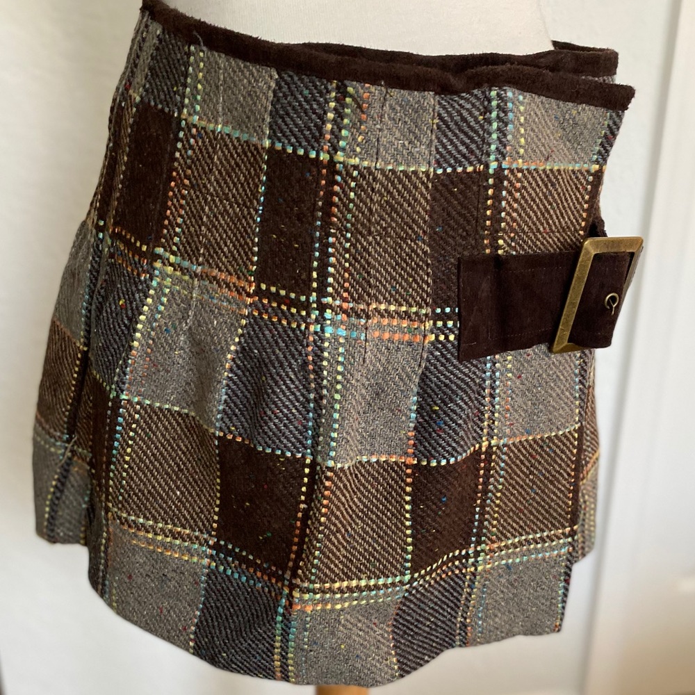 Free people mini plaid w/suede side belt & trim